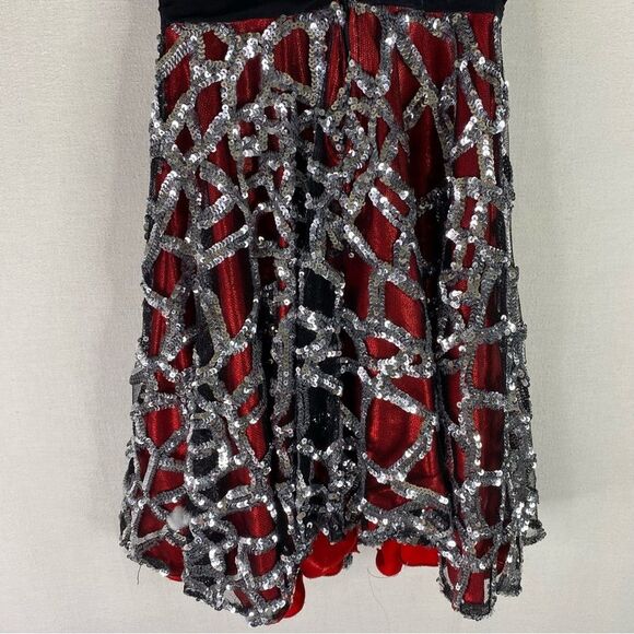 Dance Sophisticates Dress Red Black Silver Dance Wear Costume See Measurements - Picture 9 of 10